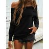 Women Knit Casual Solid Color Pullover One Shoulder Sweater