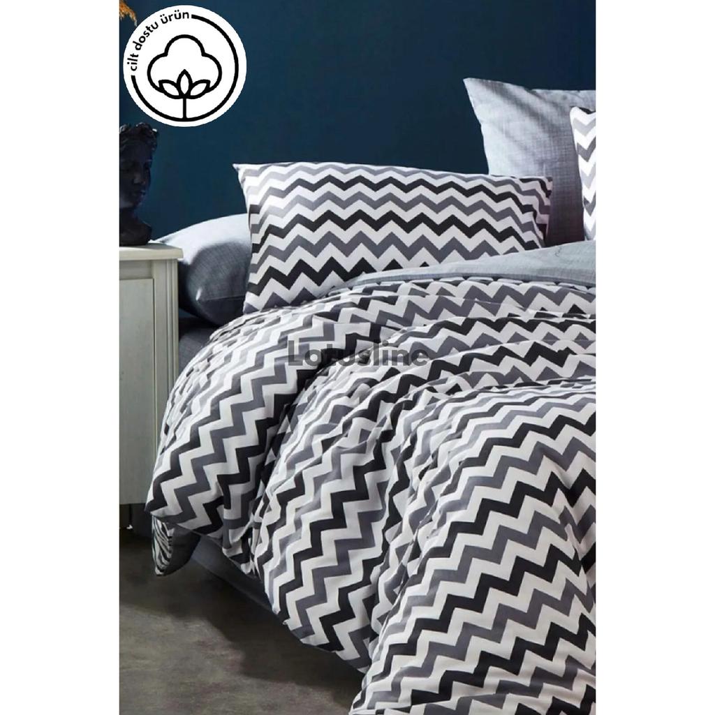 Zigzag Pattern Luxury Cotton Single Duvet Cover Set