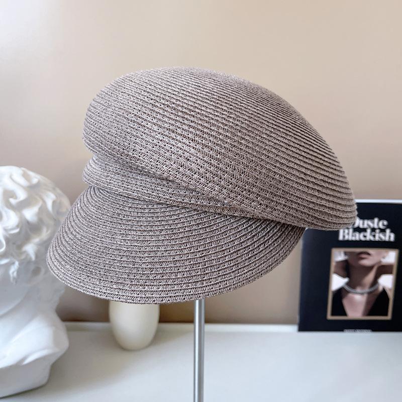 Japon yıldızı aynı kapaklı kadın moda düzensiz güneş koruyucu hasır şapka gazeteci şapkası rahat şövalye şapkası