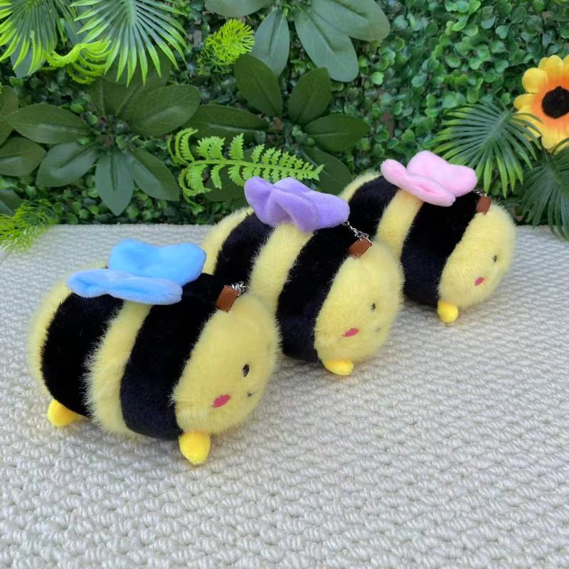 1 Piece Bag Pendant Cute Little Bee Doll Plush Toy Keychain Children'S Backpack Accessories Holiday Gifts