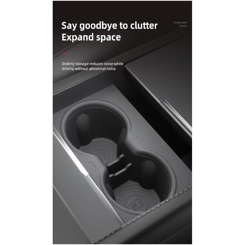 Custom Soft Silicone Cup Holder Mats For TESLA Model Y 2025 Juniper Anti-Slip,Interior Center Console Cup Holders  Easy to Clean