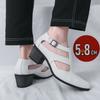 Fashion 5.8cm Height Increasing Sandals Platform Pointed Toe Man Business Dress Shoes Buckle Decorated Men Office Oxfords Big Size 38-46