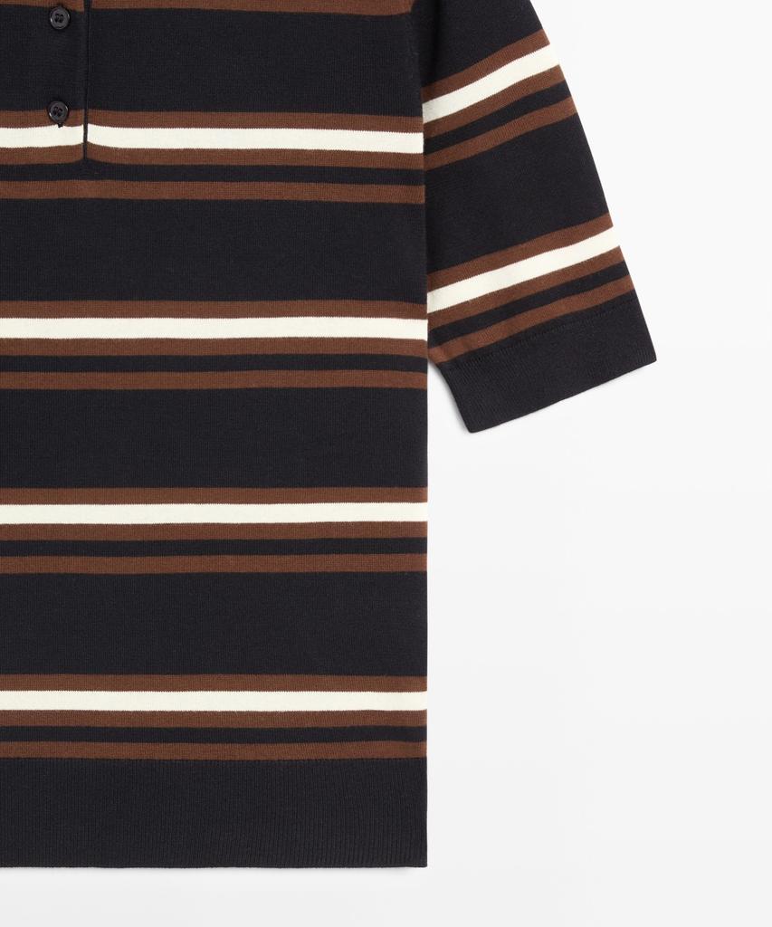 Masimodutti 100% Cotton Striped Knit Polo