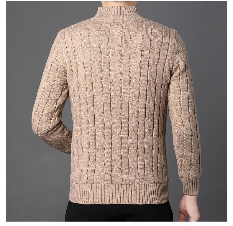 JEEP SPIRIT Men's Winter Half-Zip Fleece-Lined Knitted Sweater 2608