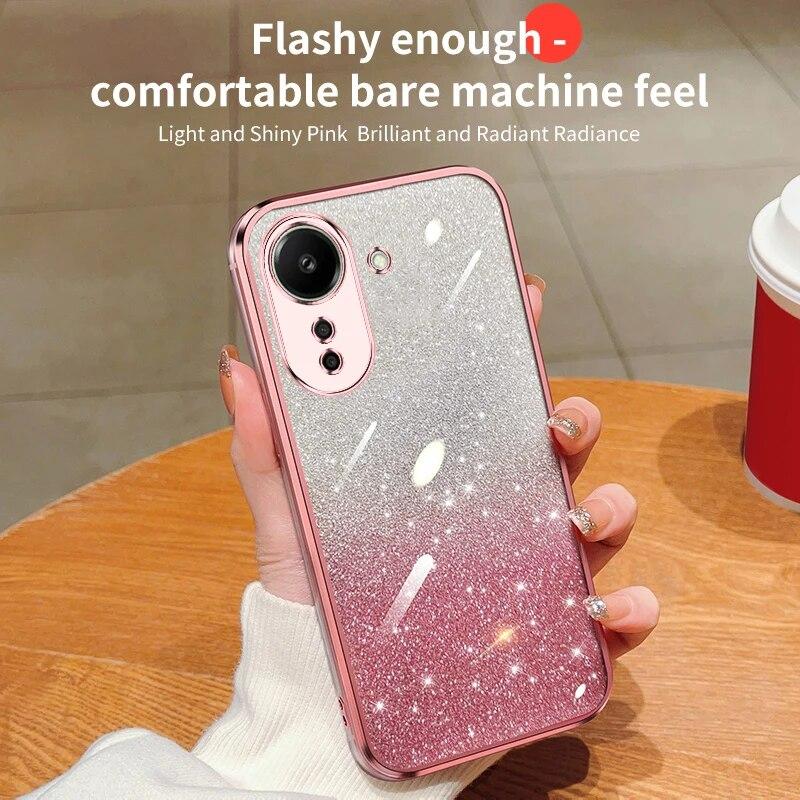 Fashion Plating Gradient Glitter Case pro Xiaomi Mi 14 13 Pro 12 11 Lite 11T Redmi Note 12 Pro 12S 11 11S silikonový zadní kryt