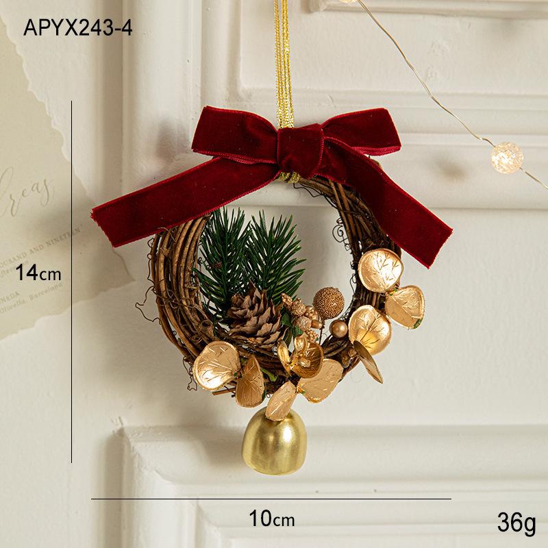 Christmas pendant small bell velvet bow Christmas tree pine cone scene decoration supplies decorative small pendant