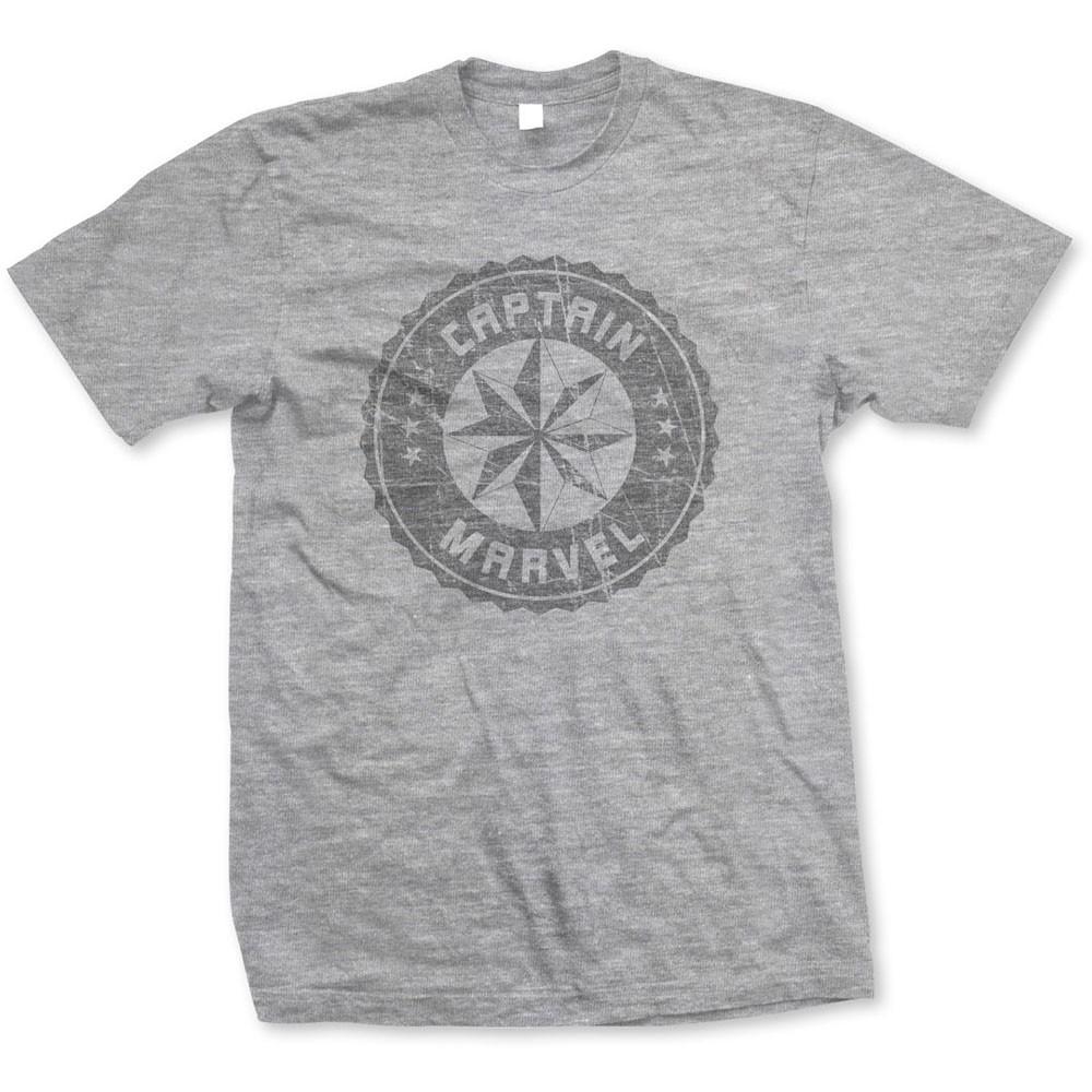Men s Marvel Comics Captain Marvel Grey Circle T-shirt Medium Grey S