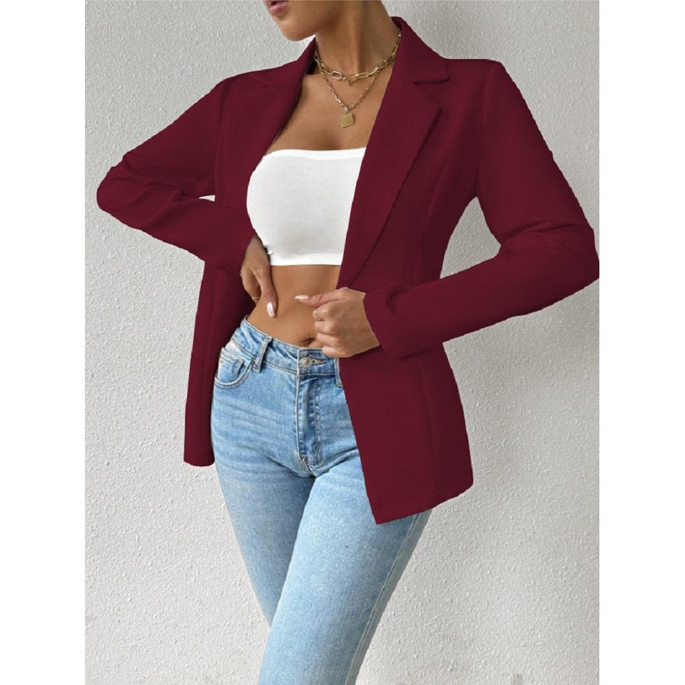 Women's Elegant Blazers Long Sleeve Solid Formal Blazer Ladies Office Work Set Single Button Outerwears Jackets Coat