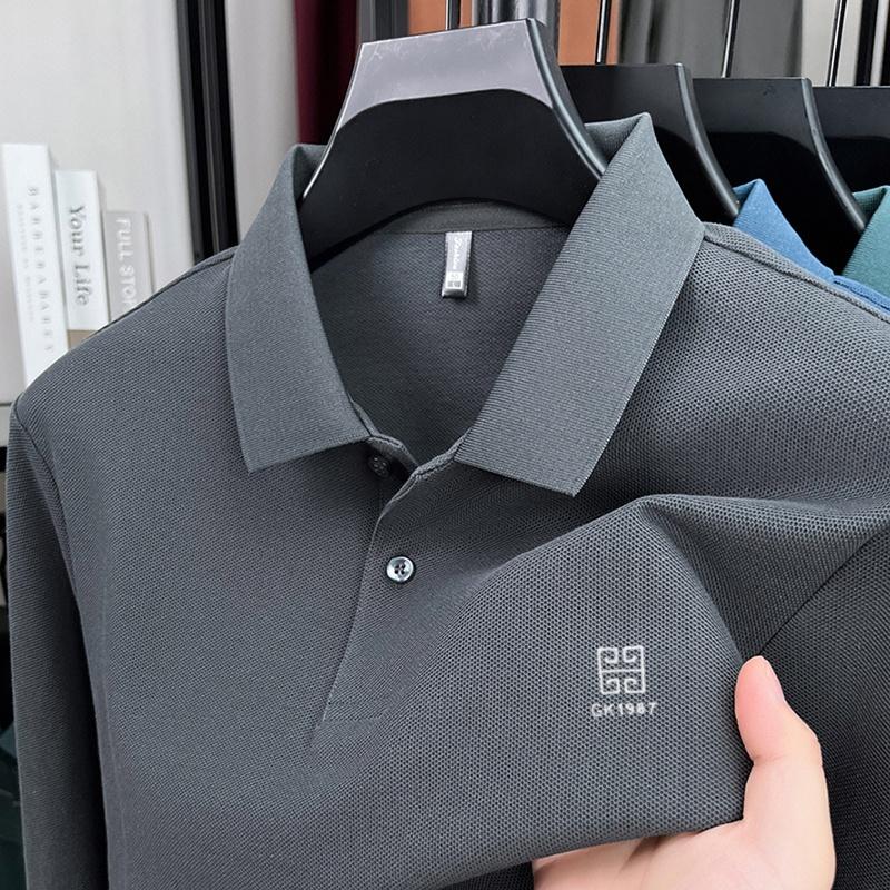 High End Men'S 100% Cotton Long Sleeved Polo Shirt Autumn Fashion Brand Embroidery Design Breathable Golf Sports Top T-Shirt