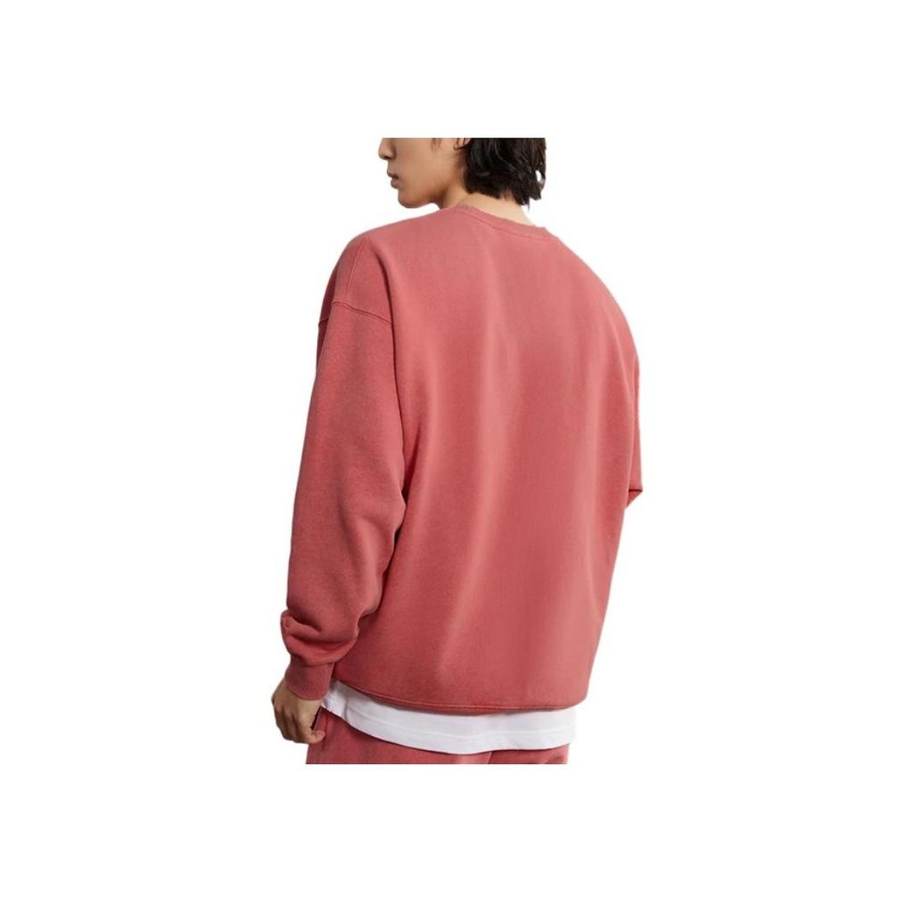 Li Ning Sports Lifestyle Series Jednobarevná volná mikina s dlouhým rukávem Unisex mikiny Crimson AWDS065-3