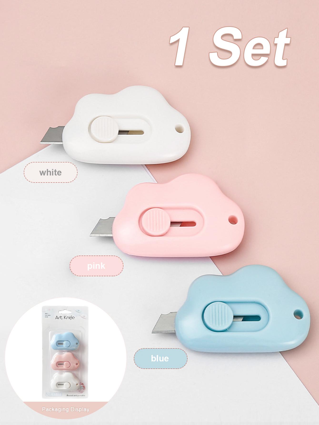 

1 set of 3 mini cloud art knives portable for students to open packages boxes envelopes office paper cutting handmade knives
