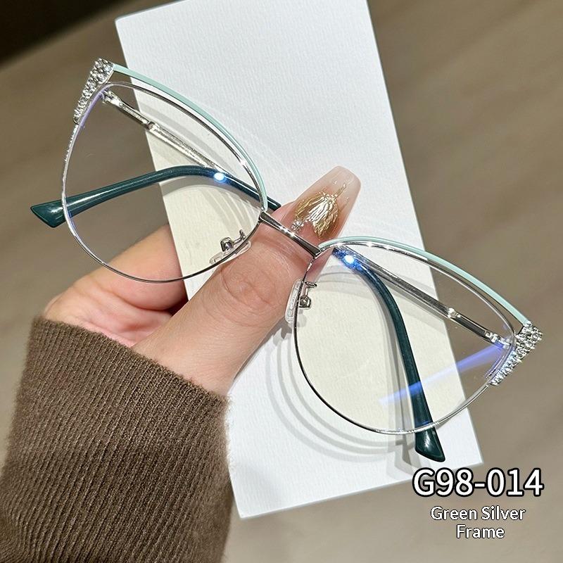 

Стильные унисекс универсальные металлические оправы для очков, инкрустированные бриллиантами, с декоративными элементами, для линз без диоптрий и для миопии. anti-blue light