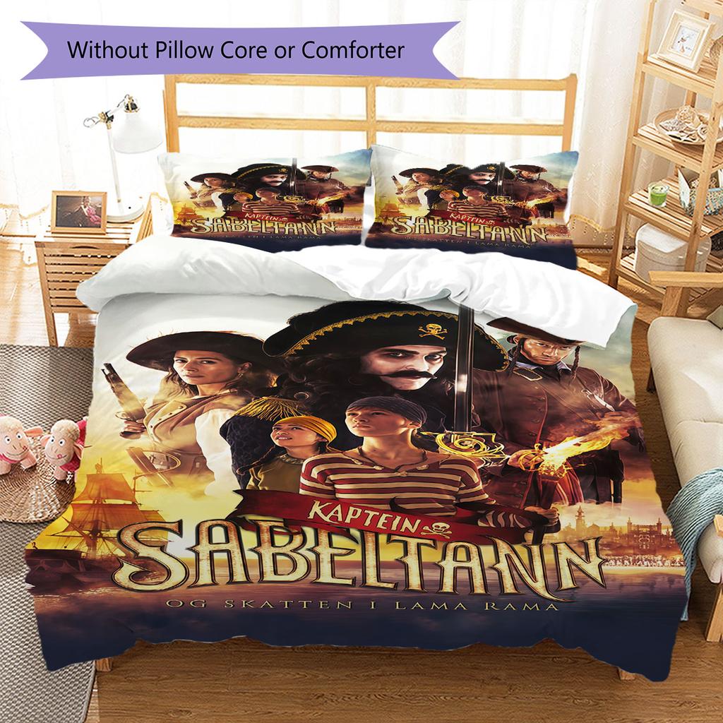 Capitán Barbanegra Juego de Ropa de Cama Colcha Funda de Colcha Funda de Almohada Decoración del Hogar Regalo de Cumpleaños (1 * funda nórdica + 2 * fundas de almohada, sin núcleo)