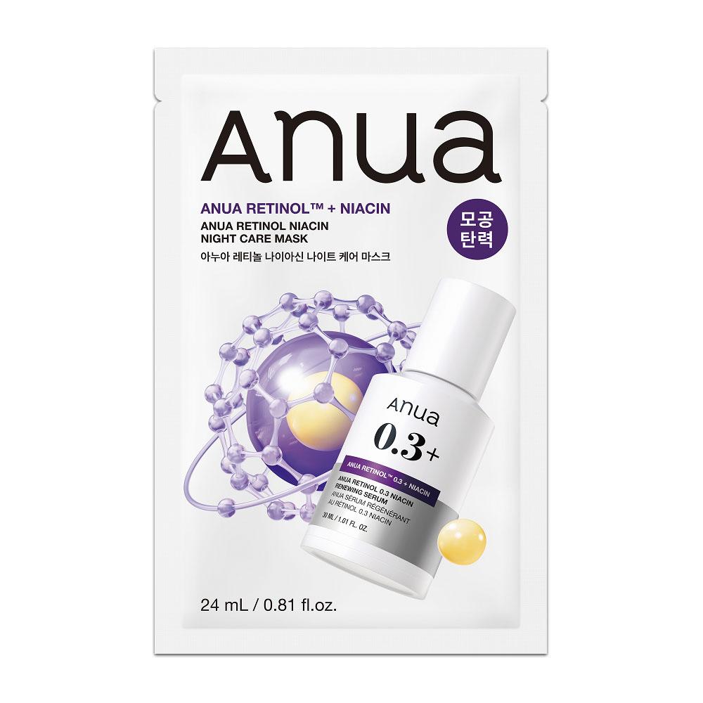 [DEMON HUNTERS Limited Edition] ANUA Retinol 0.3 Niacin Night Care Mask Set 5+1 Sheets – Firming & Texture Care Sheet Mask 6 Sheets (5+1 Set)