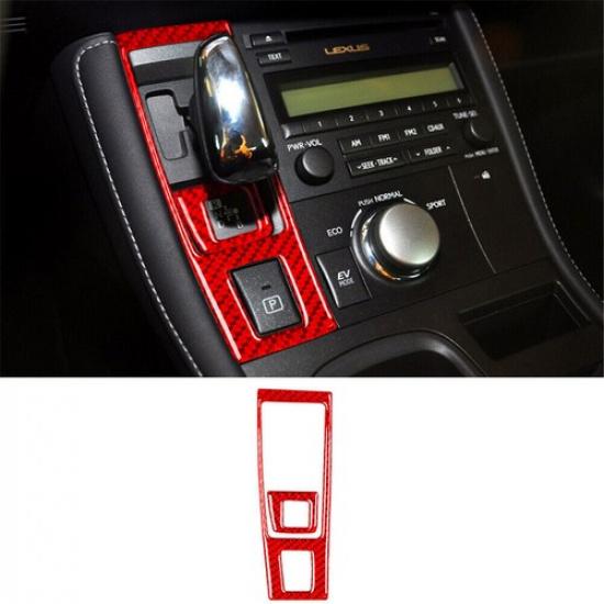 Red Carbon Fiber Gear Shift Panel Cover Trim Sticker For Lexus CT200h 2011-2017