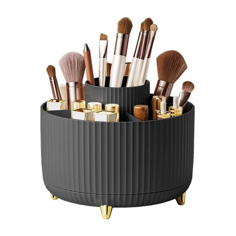 

1Pcs 360° Rotating Makeup Brush Holder Storage Box, 5 Slot Makeup Brush Cup, Suitable for Bathroom Dressing Table,Office Desktop чорний
