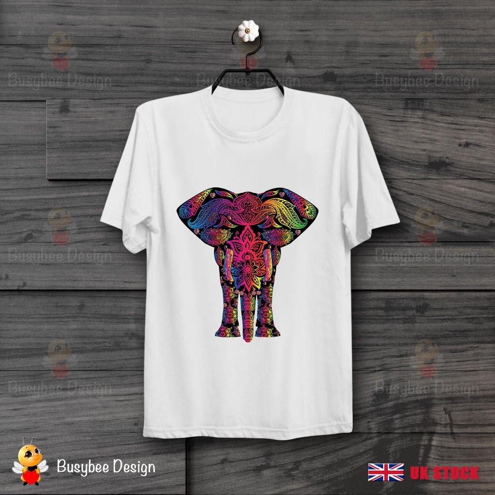 Colourful and Black Elephant Retro Art Funny Cool Hipster Style Unisex TShirt B163