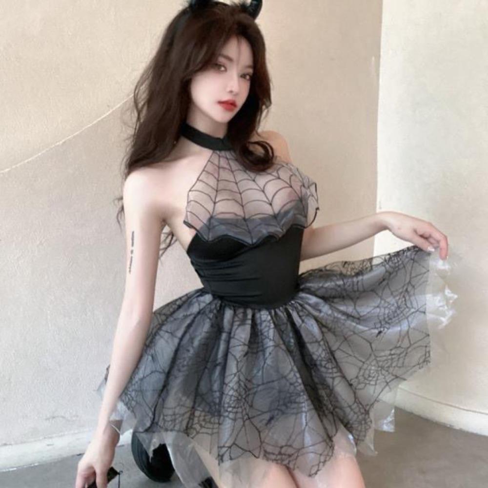 Hot Girl Spider Web Backless Slim Waist Ultra Short Skirt New Sexy Backless Four Seasons Dress Trendy Women's Skirt