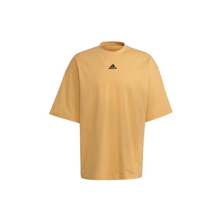 adidas Tee M Sports Casual Round Neck Short Sleeve Orange Yellow Men s H54035 XL