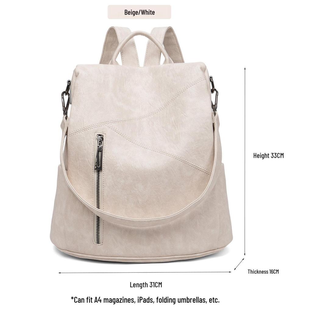 Korean Style Women's 2025 Summer Soft Leather Backpack - Large Capacity, Anti-theft, Versatile Casual Travel Bag
