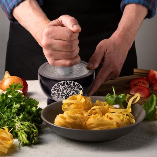 Divit Shilp Mortar and Pestle, Natural Stone Grinder for Spices, Pastes, Herbs, Seasoning etc. (Tree of Life)