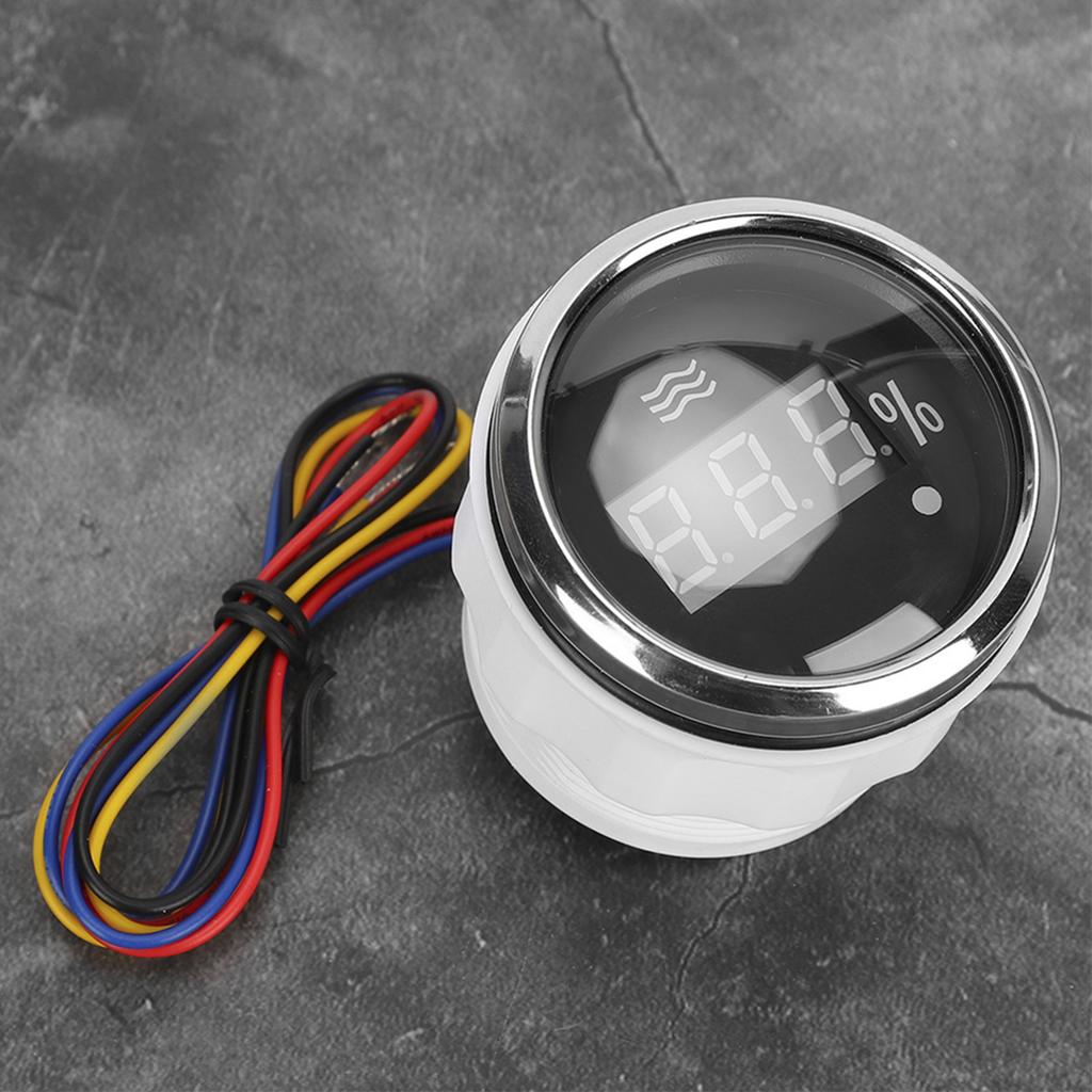 52mm 2palcový digitální ukazatel hladiny vody Vodotěsný LED měřič proti zamlžování s chytrým alarmem pro Auto Lodě(Černý ciferník 24033Ohm )