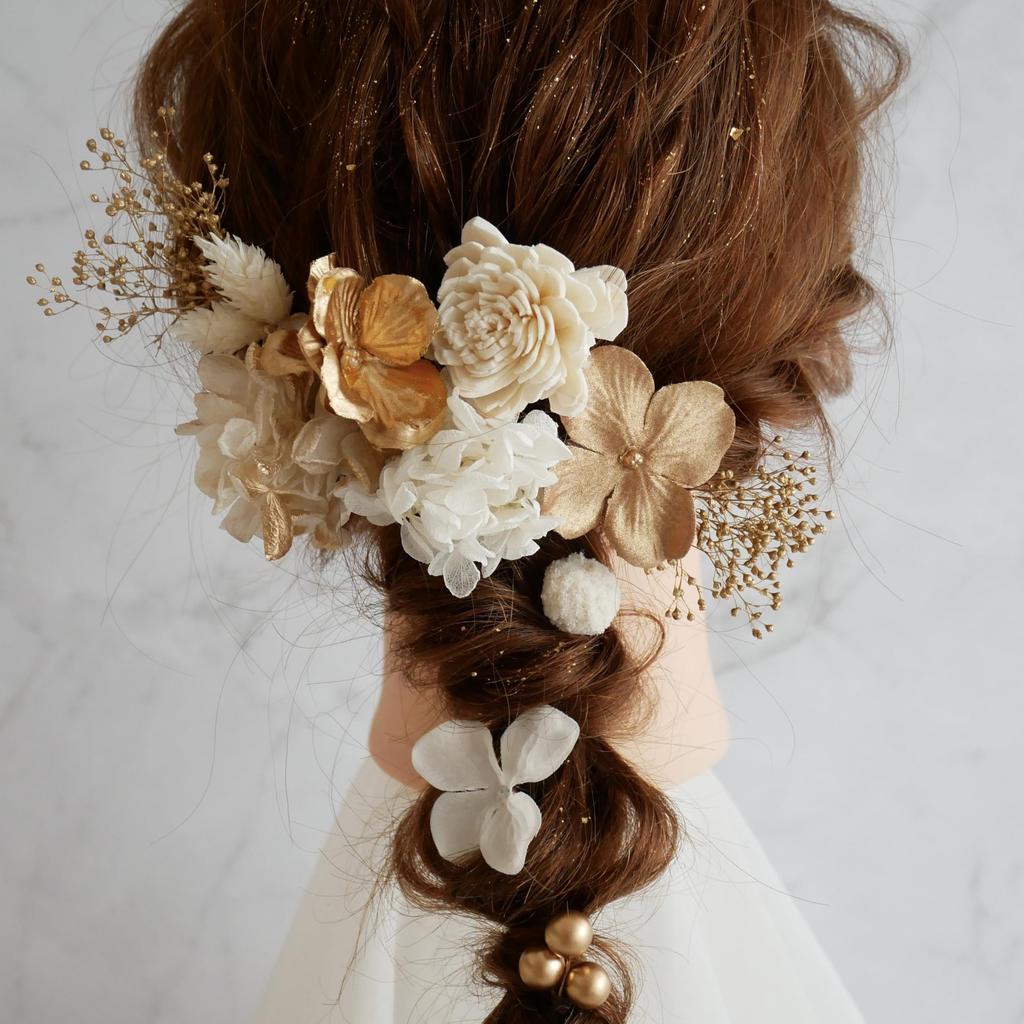 [Hair Accessory Specialty Shop Bria] Hair Accessory for Coming-of-Age Ceremony, Wedding, Graduation, Shichi-Go-San (7-5-3 Festival) - Dried Flowers,