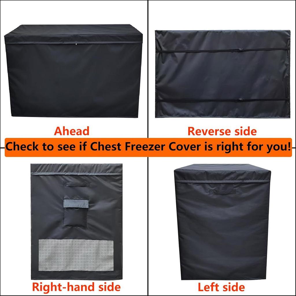 Easy Access Freezer Cover for 14-16 CuFt with Storage Pocket and Ventilation Holes for Outdoor Deep Freezer Protections