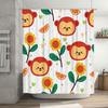 Cute Animal Shower Curtain with Sunflower Orange Fruit Print Waterproof Fabric for Bathroom Decor Available in Multiple Sizes
