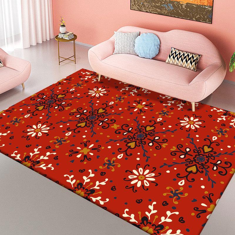 Living Room Retro Rug Bohemian Pattern Non-slip Round Rug Children's Room Floor Mat Bedroom