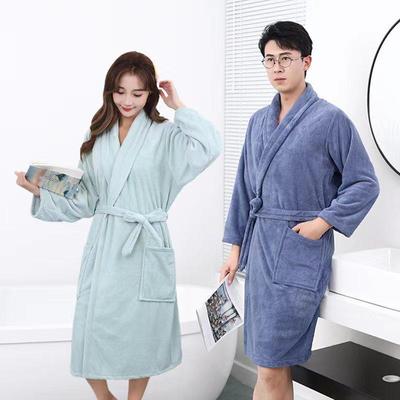 Unisex Coral Fleece Bathrobe - Wearable Bath Towel for Adults, Ideal for Home, Spring & Autumn, Swimming & Bathing.