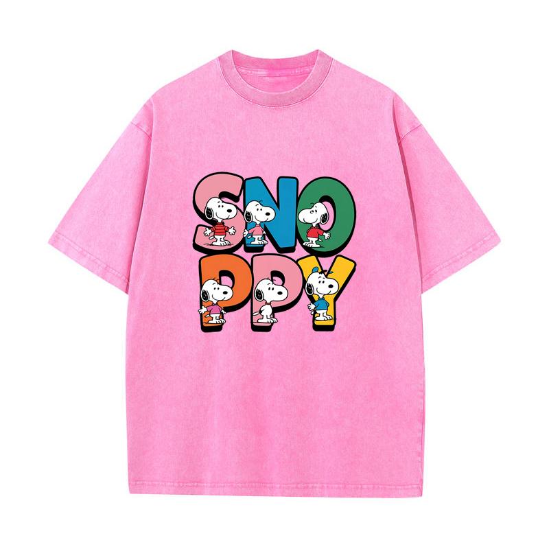 SX-79 MINISO 2026 Summer Vintage Wash Printed Pure Cotton Shoulder Style Men's and Women's Round Neck Short Sleeved Couple T-shirt