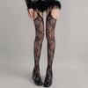 Women Sexy Hollow Out Fishnet Garter Belt Pantyhose Gothic Heart Patterned Sheer Thigh Highs Stockings Suspender Tights