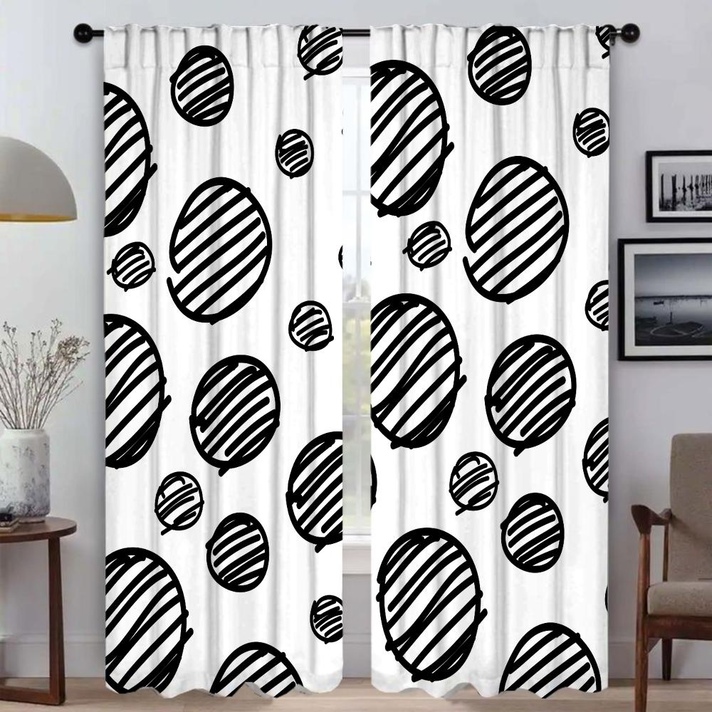 Black White Kitchen Curtains Living Room Curtain Halloween Decoration Partition Blinds Shades Home Interior Made Of Polyester Great Decor