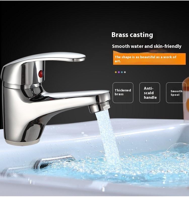 Chromed Bathroom Faucet Hot and Cold Water Basin Face Wash Tap Deck Mounted Basin Mixer Water Taps Bathroom Accessories