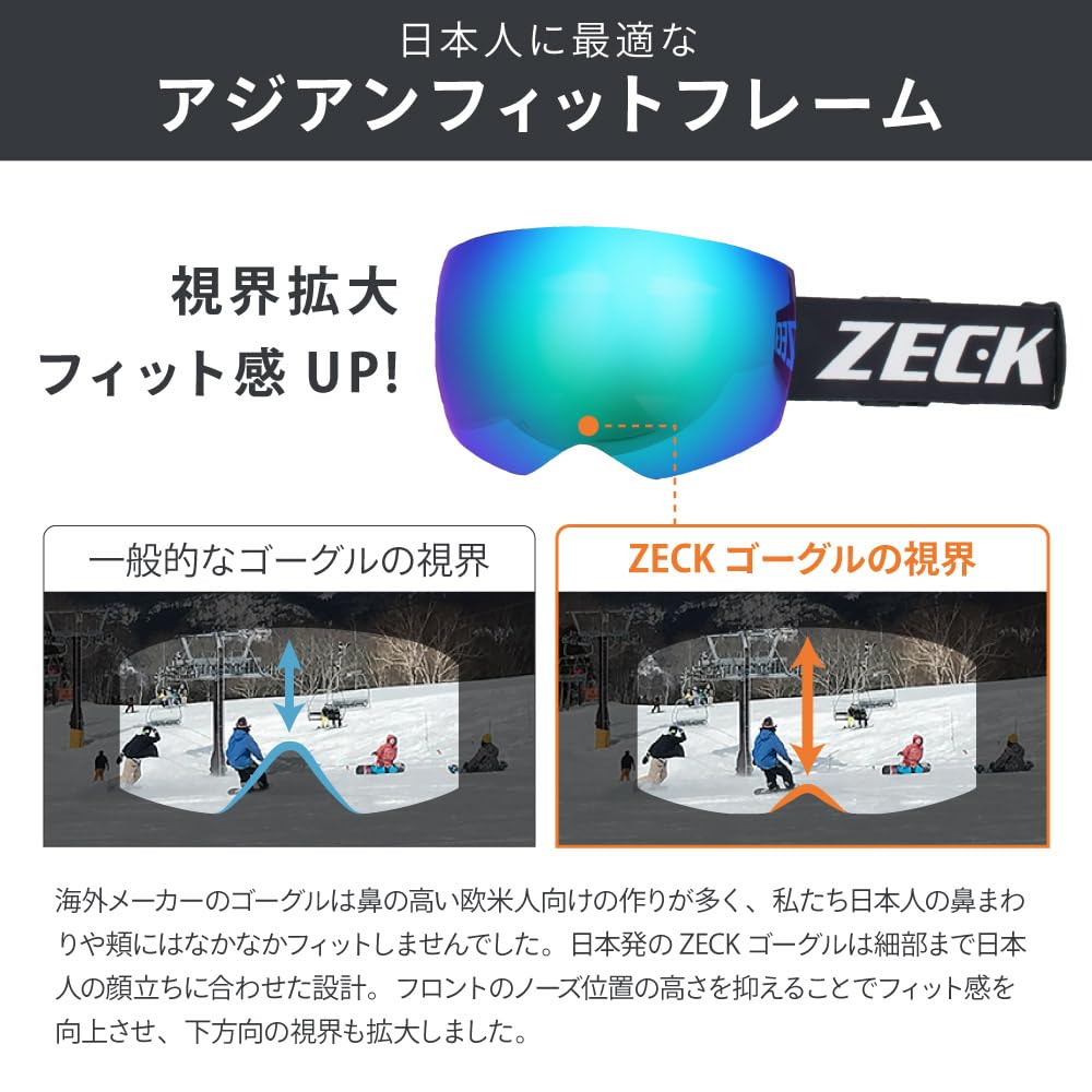 Gogle narciarskie ZECK Asian Fit FZ-16J (MATOWY CZARNY-SREBRNY/SAPHIRE LUSTRO) zkg-fz-16j-bk-g03 [Używany]