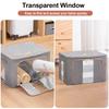 3Pcs Clothes Storage Bins Clear Windows Stackable Storage Boxes Reusable Linen Carrying Container for Clothing Bedding Shelves