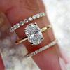 European and American Minimalist Geometric Ring Ring Set, Feminine Temperament Sparkling Zircon Wedding High-end Banquet Zircon