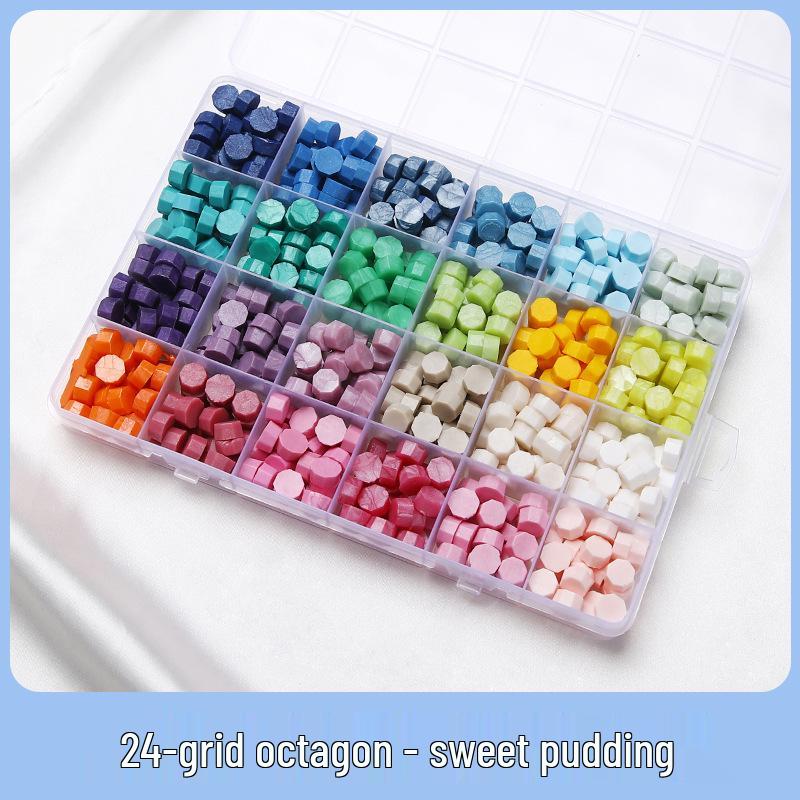 Sunflower Sealing Wax Granules In Transparent Box - Grid-Style Set with 10/15/24 Colors for Stamps