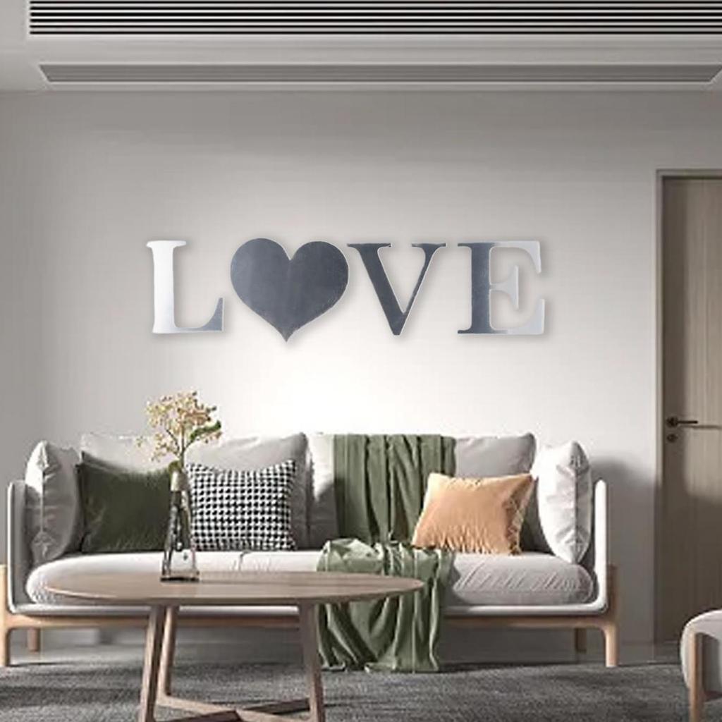 Letters Love Furniture Mirror Tiles Wall Sticker  Art Decor