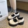 2025 summer and autumn new thick-soled Korean version bow Mary Jane small leather shoes women's shallow mouth round head college style women's singl