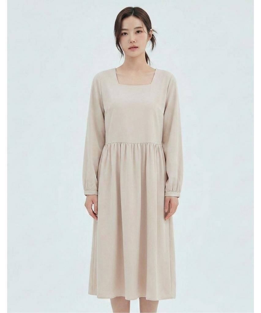 VANAKE Square Neck Long Dress_Vb34Opm301Z