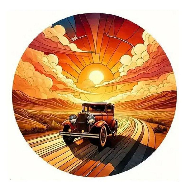 2D Retro Car Tin Painting for Bars Cafes Interior Wall Decor
