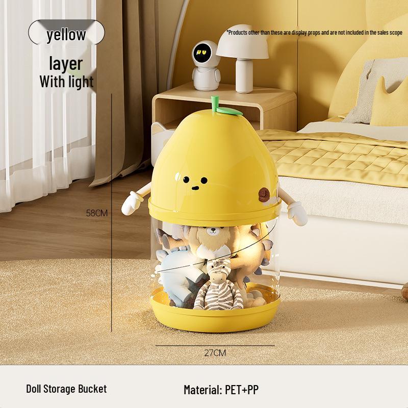 Uforu Transparent Doll Storage Bucket - Large Plush Toy Organizer for Kids