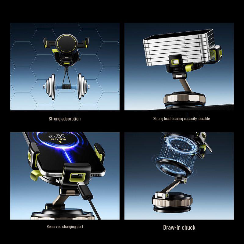 Suport magnetic pentru telefon auto cu ventuză și clemă