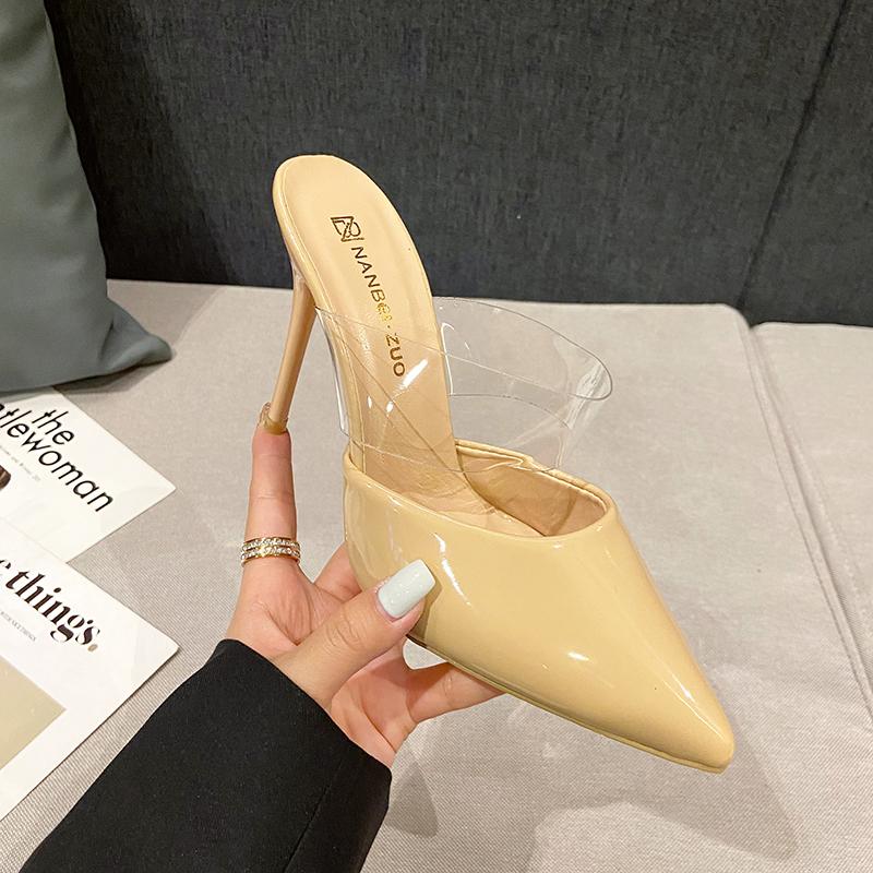 Pointed high heels summer women's shoes fashion metal decoration shallow mouth party women's shoes 7cm10cm