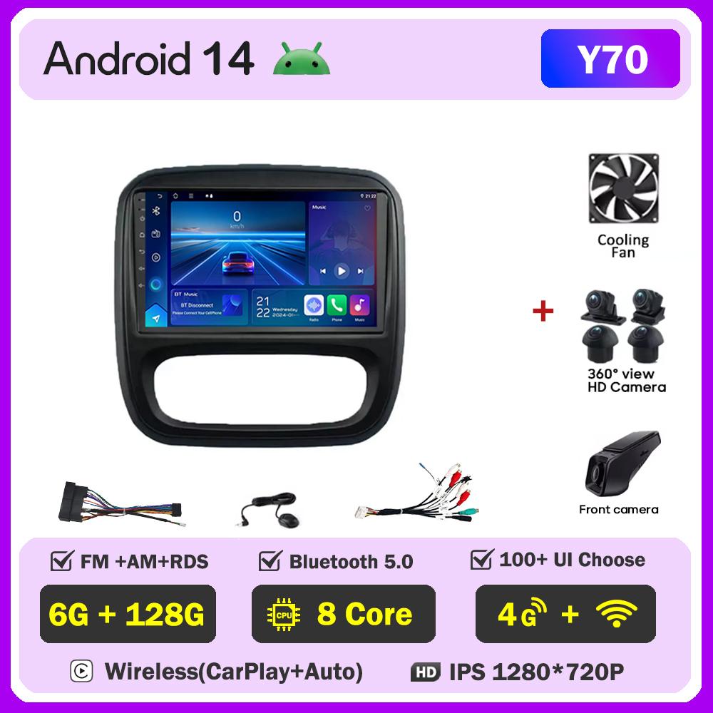 Android 14 Smart Car Systems For Renault Traffic 3 2014 - 2021 For Opel Vivaro B 2014 - 2018 Car Radio Player Stereo Head Unit