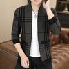 Hot Sale, Men's Long Sleeve Knitted Sweater Plaid Cardigan Youth Fashion Casual Sweater Jacket