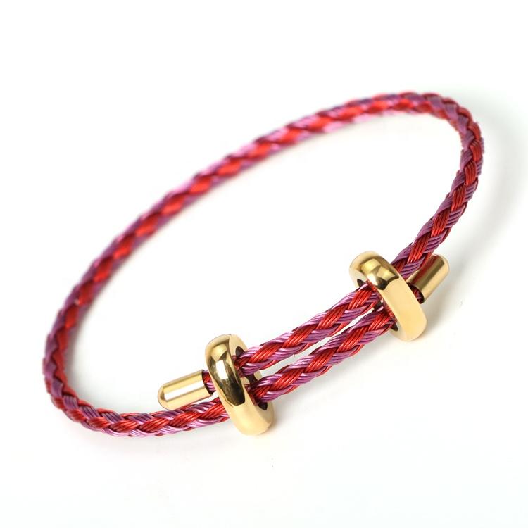 Simple Style DIY Bracelet With Clasp Fashion Stainless Steel Fastener Clasp Bracelet Adjustable Rope Bracelet