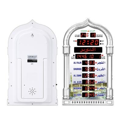 12V US EU Azan Moscheekalender Muslimische Gebetsuhr Schwarze Wanduhr Islamische Moschee Azan Kalender Ramadan Heimdekoration Fernbedienung